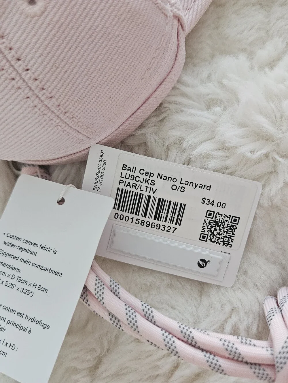 NWT Lululemon Ball Cap Nano Lanyard – Pink Pearl